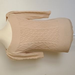 Susina Cream medium 100% cotton quarter sleeve light weight sweater.
